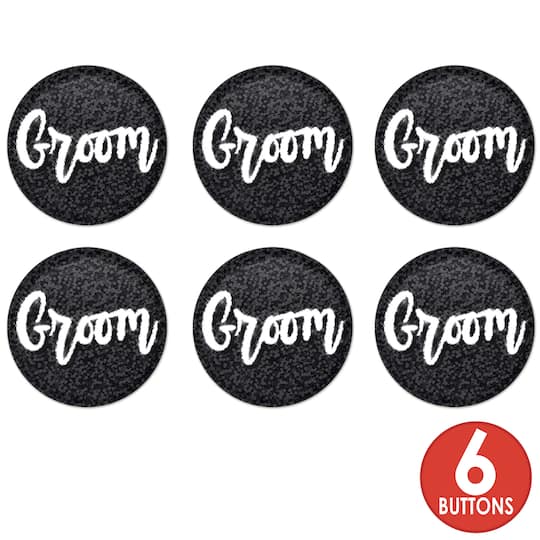 Beistle 2" Black Sparkle Groom Buttons, 6ct.
